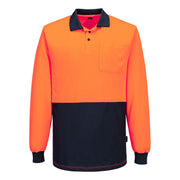 MP615 - Hi-Vis Contrast Class D Polo Shirt L/S in Orange/Navy