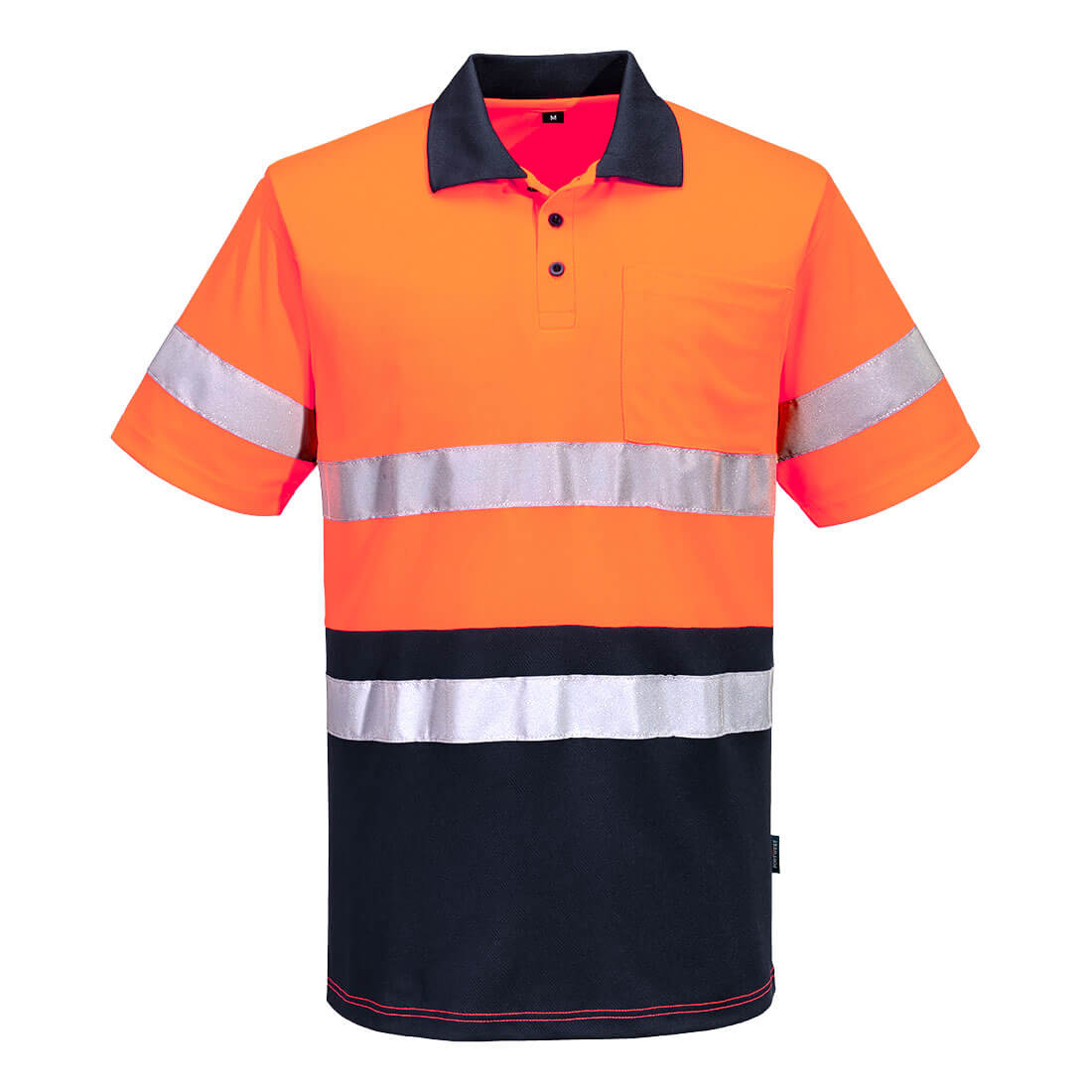MP616 - Hi-Vis Contrast Polo Shirt S/S in Orange/Navy