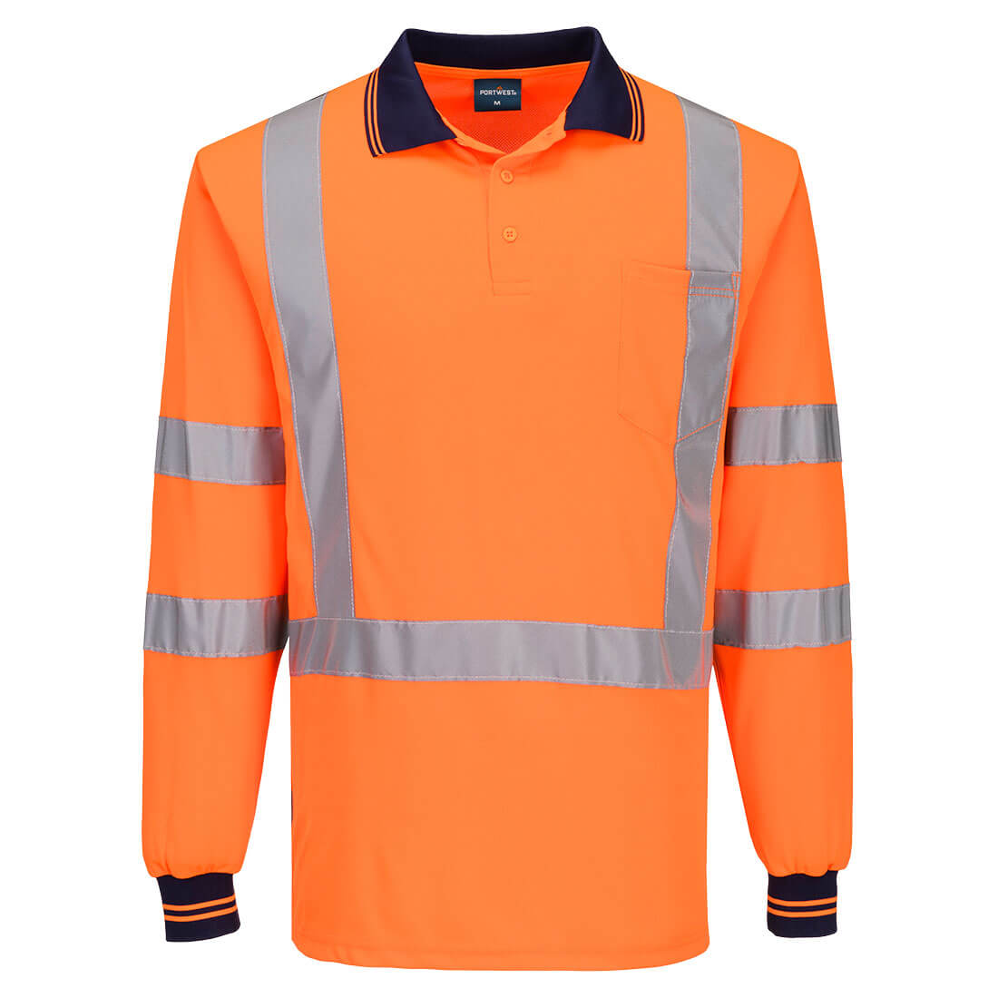 MP713 - Hi-Vis X Back Polo Shirt L/S in Orange