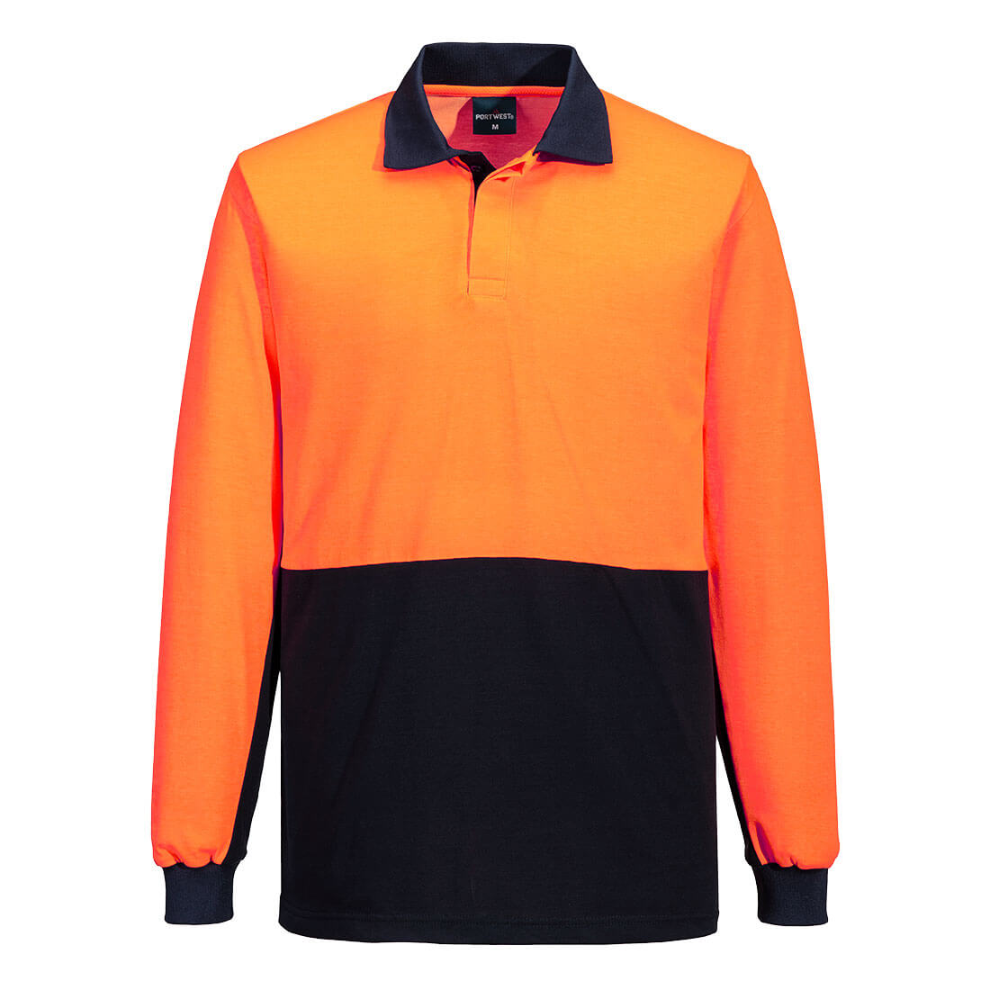 MP813 - Hi-Vis Contrast Class D Polo Shirt L/S in Orange/Navy