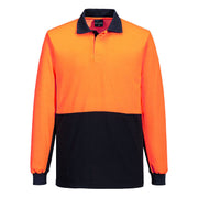 MP813 - Hi-Vis Contrast Class D Polo Shirt L/S in Orange/Navy