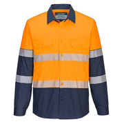 MS105 - Hi-Vis Stretch Contrast Shirt L/S in Orange/Navy