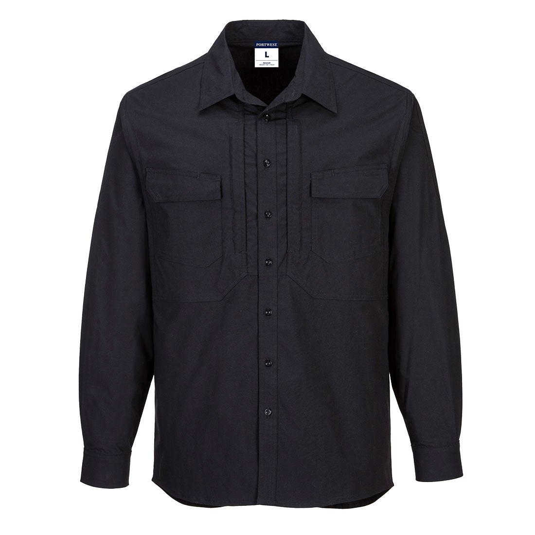 MS106 - Utility Stretch Long Sleeve Shirt in Black