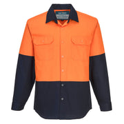 MS901 - Canberra Hi-Vis Contrast Class D Shirt L/S in Orange/Navy