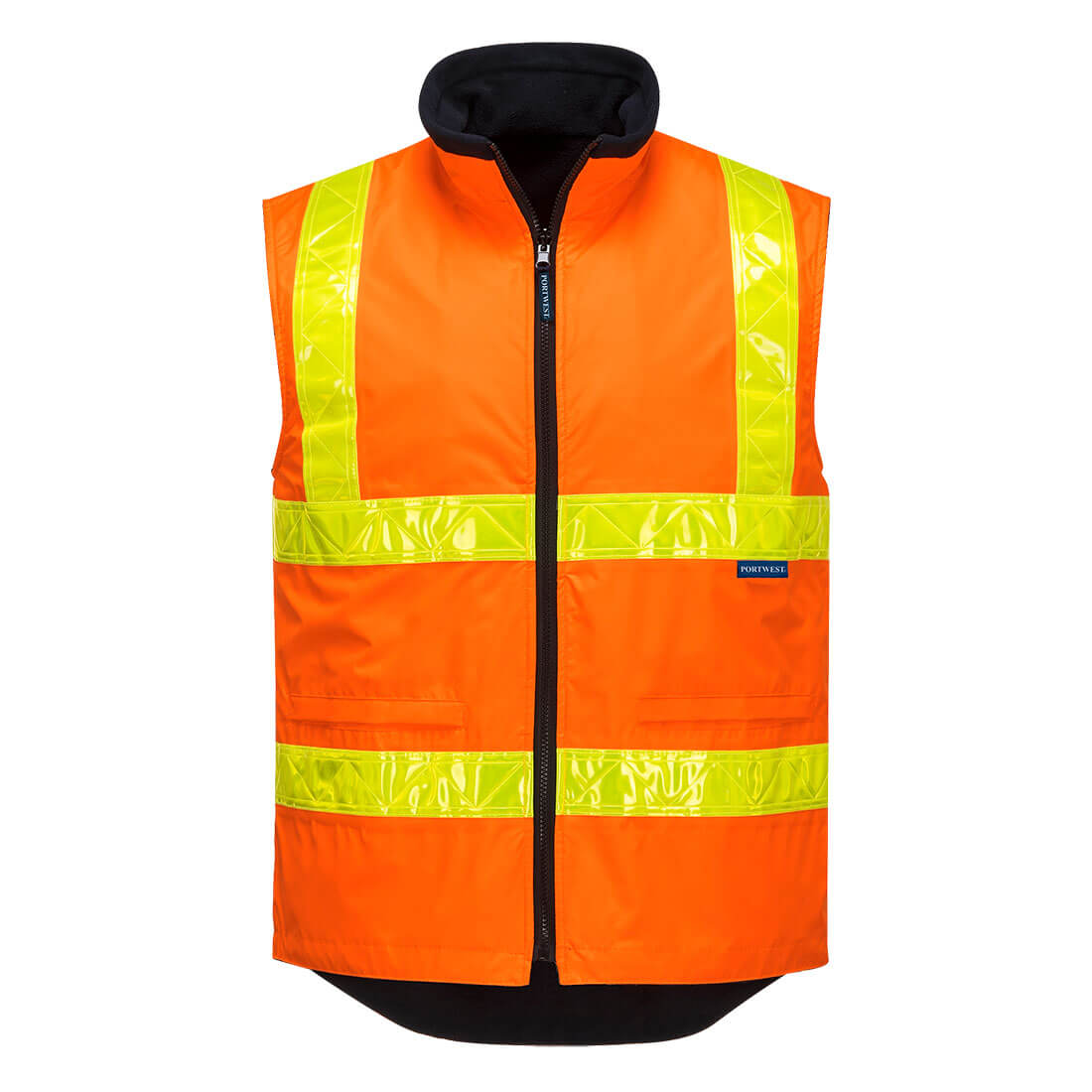 MY214 - Hi-Vis Polar Fleece Lined Vic Roads Reversible Vest in Orange