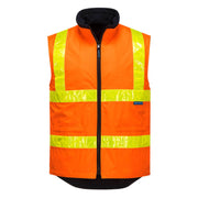 MY214 - Hi-Vis Polar Fleece Lined Vic Roads Reversible Vest in Orange
