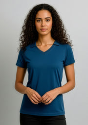 P011LS Womens Byron Short Sleeve Polo - Steel Blue