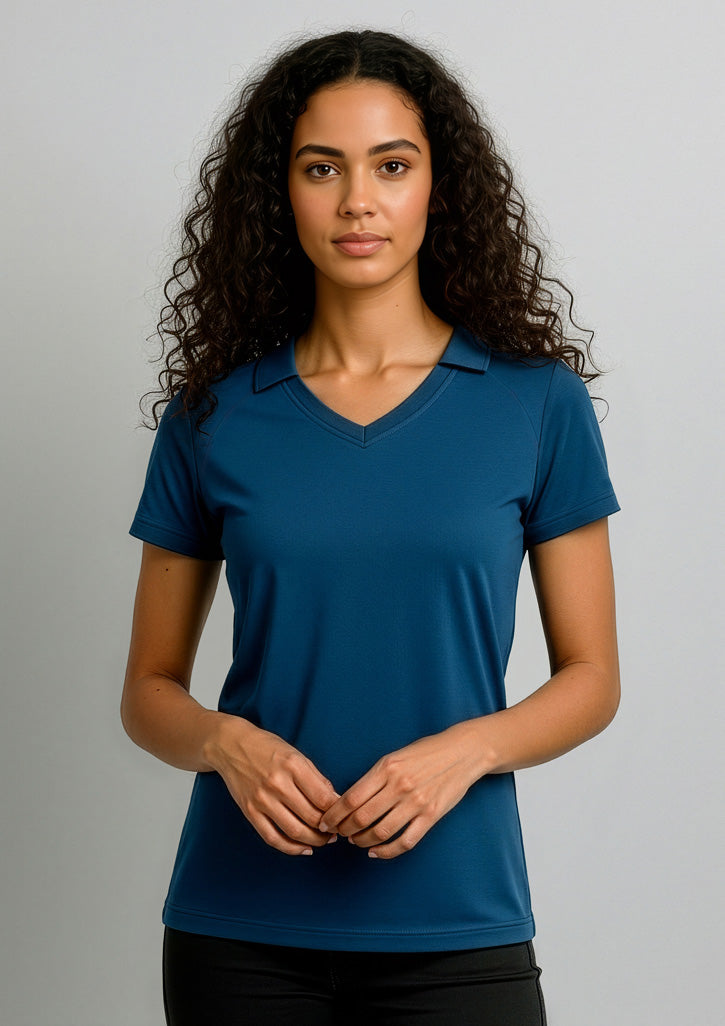 P011LS Womens Byron Short Sleeve Polo - Steel Blue