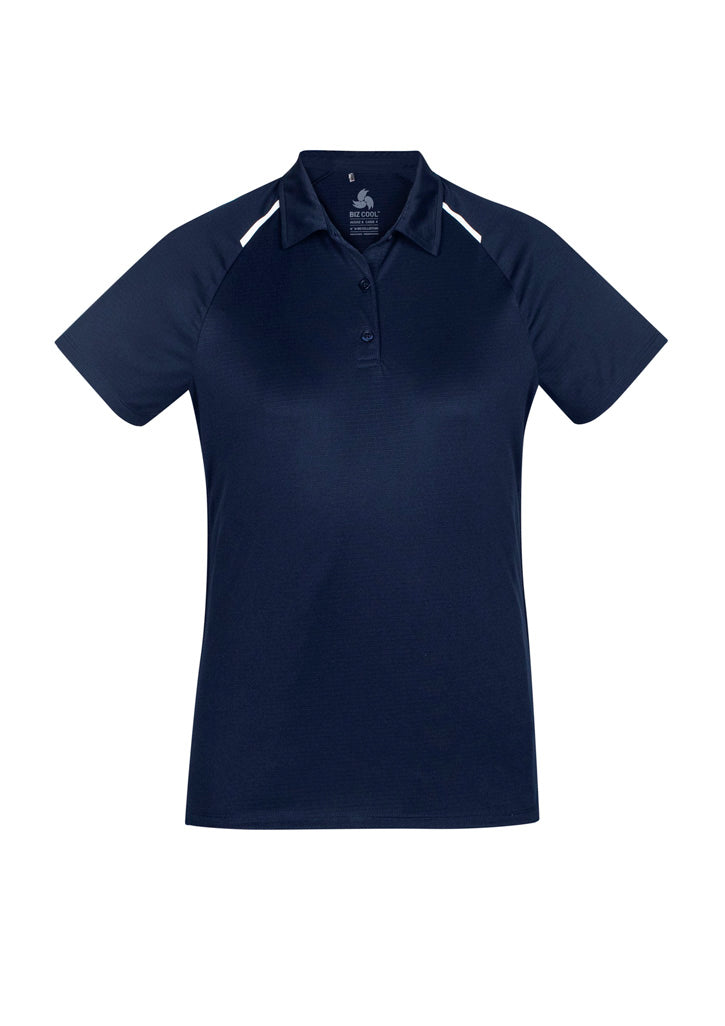 P012LS Womens Academy Short Sleeve Polo - Navy/White