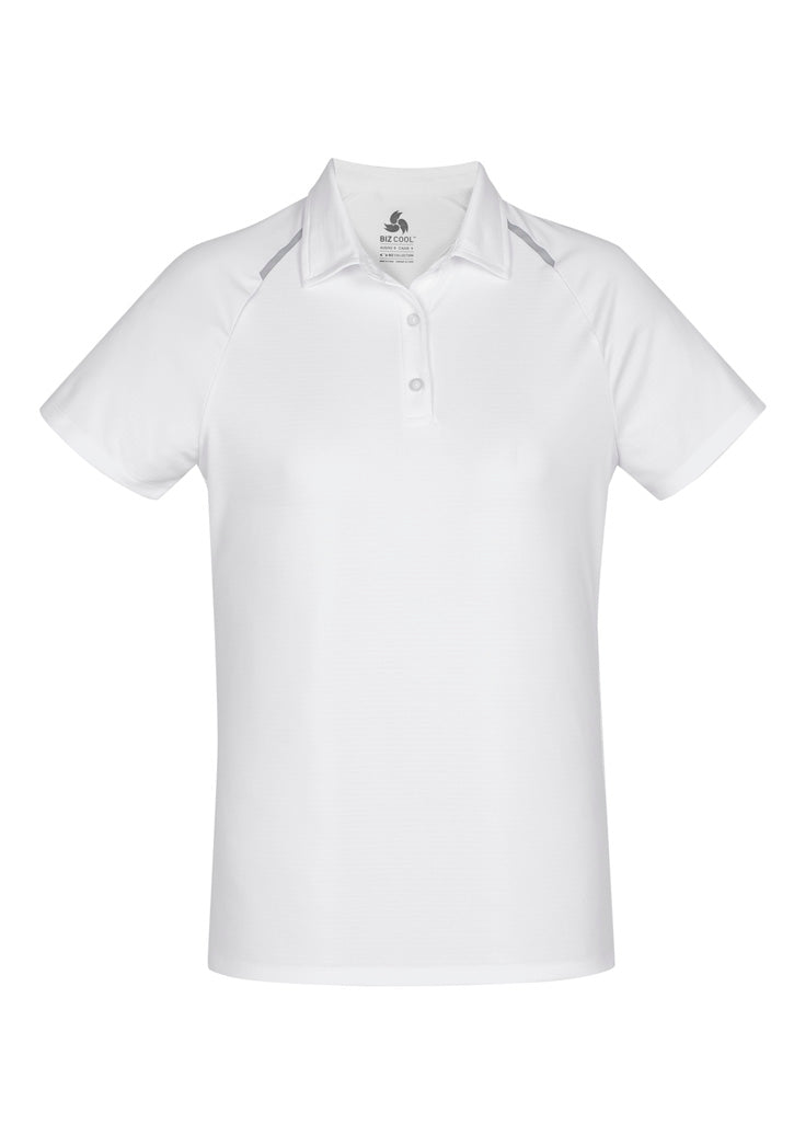 P012LS Womens Academy Short Sleeve Polo - White/Silver