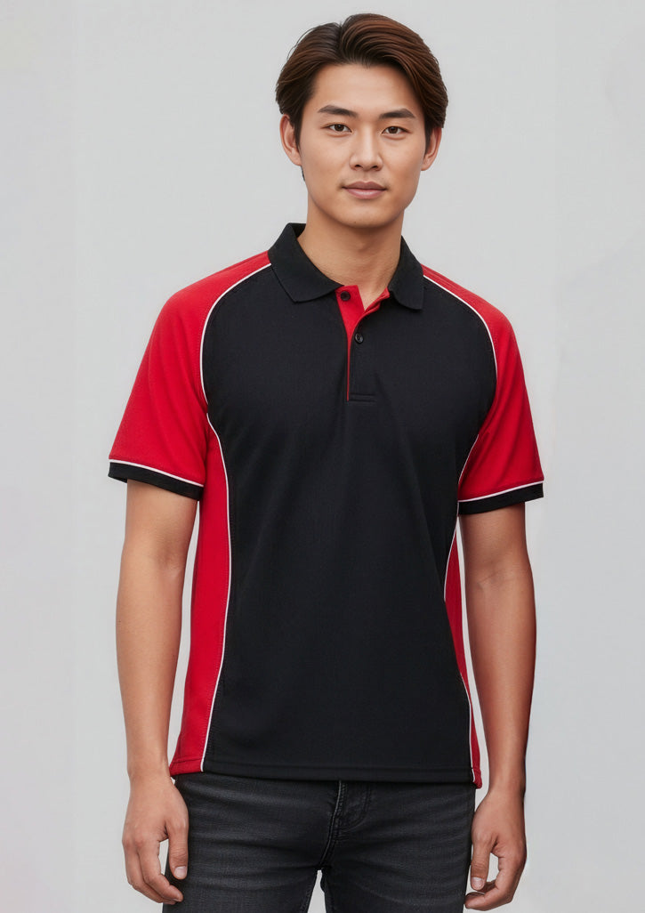 P10112 Mens Nitro Short Sleeve Polo - Black/Red/White