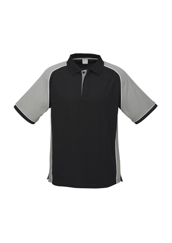 P10112 Mens Nitro Short Sleeve Polo - Black/Grey/White