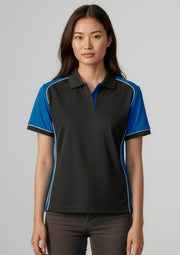 P10122 Womens Nitro Short Sleeve Polo - Black/Royal/White