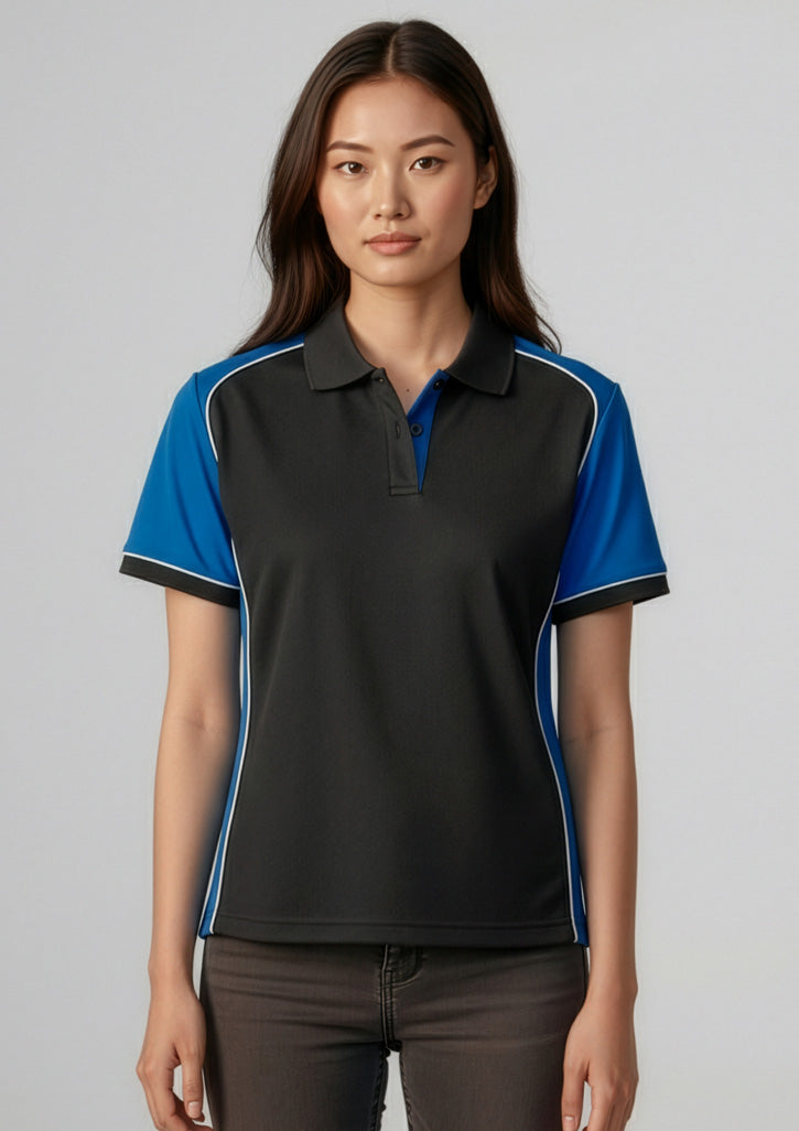P10122 Womens Nitro Short Sleeve Polo - Black/Royal/White