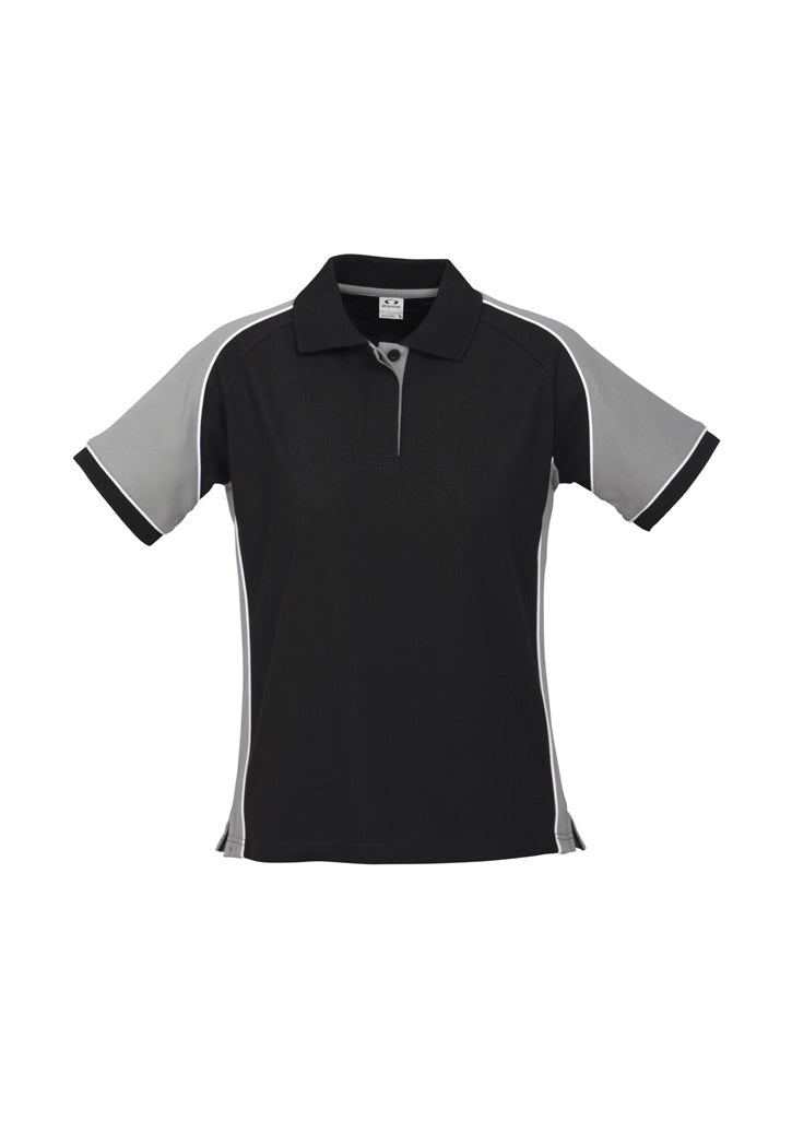 P10122 Womens Nitro Short Sleeve Polo - Black/Grey/White