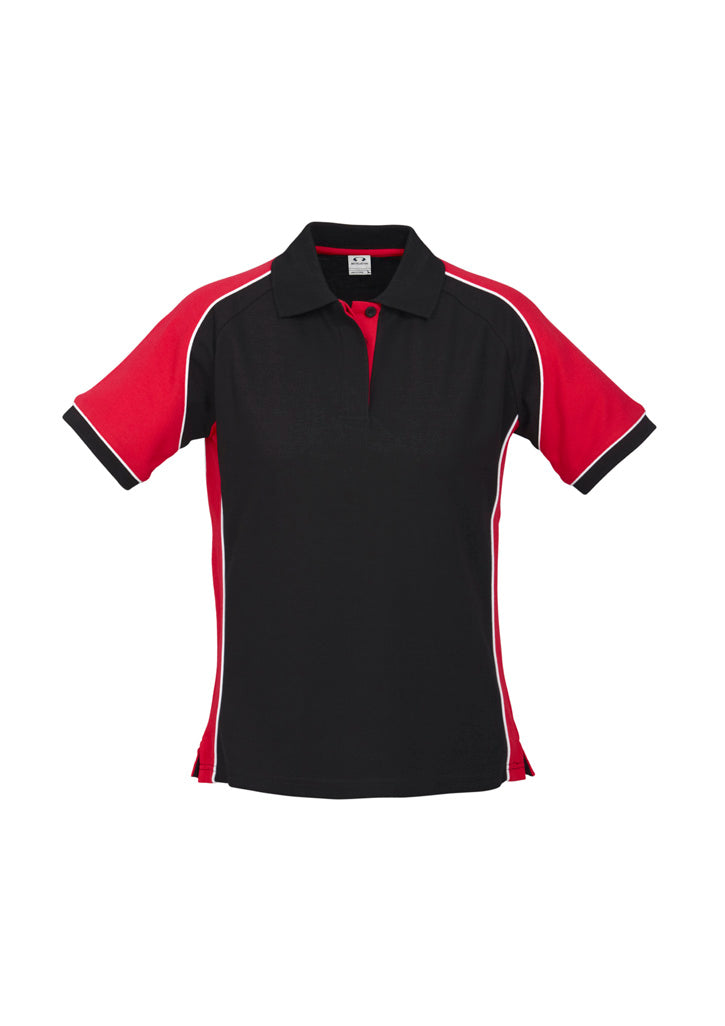 P10122 Womens Nitro Short Sleeve Polo - Black/Red/White