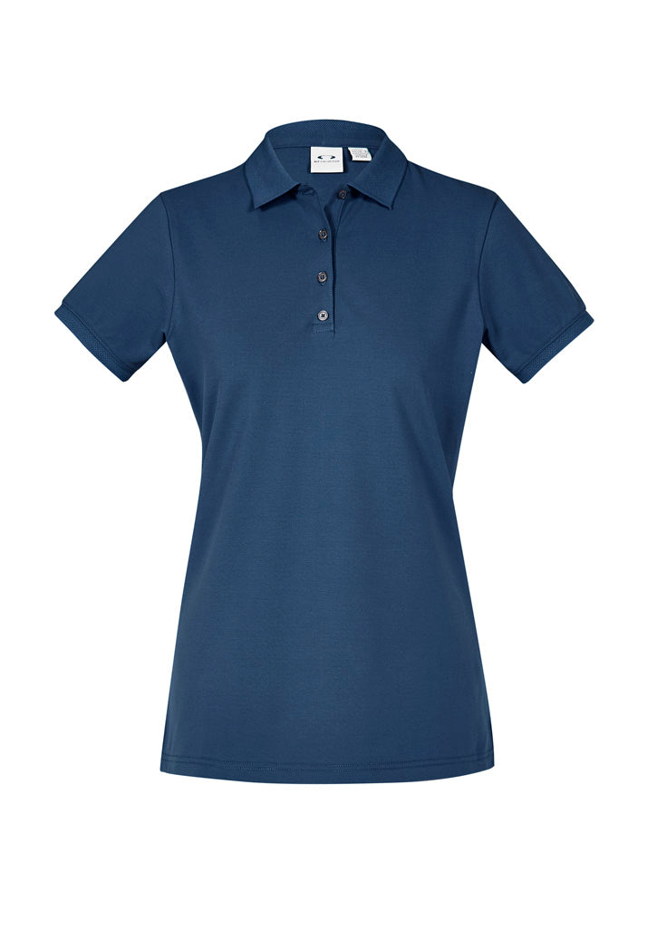 P105LS Womens City Short Sleeve Polo - Mineral Blue