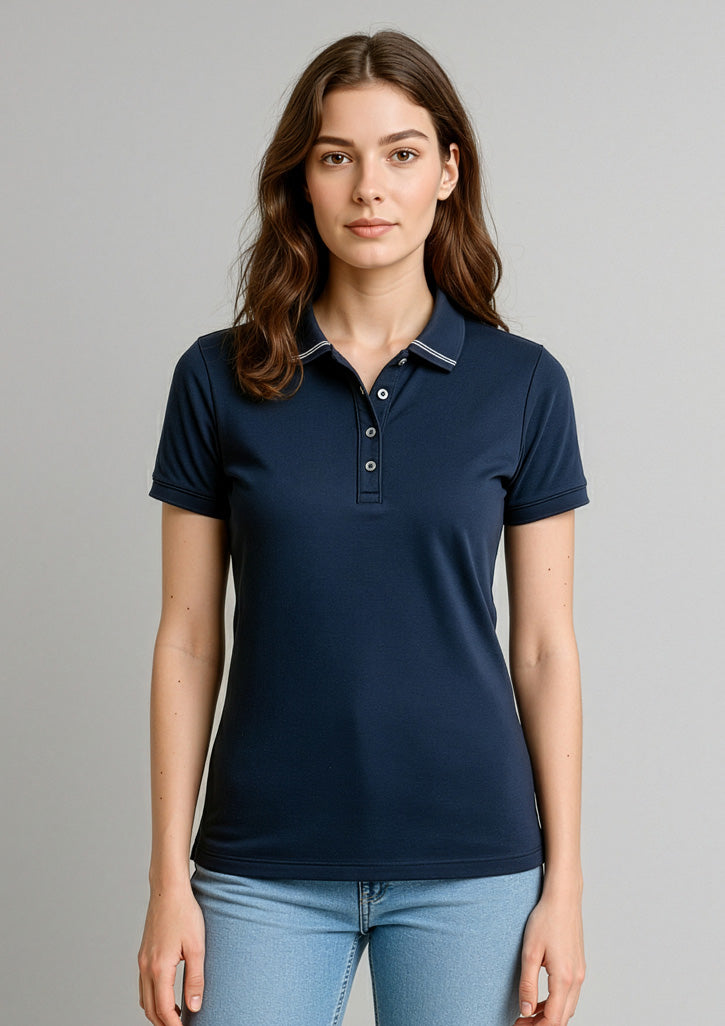 P106LS Womens Aston Short Sleeve Polo - Navy/Silver Grey