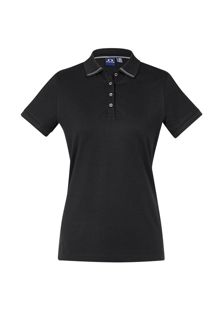 P106LS Womens Aston Short Sleeve Polo - Black/Silver Grey