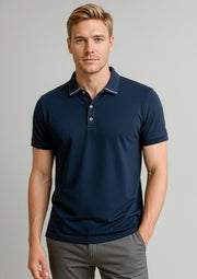 P106MS Mens Aston Short Sleeve Polo - Navy/Silver Grey