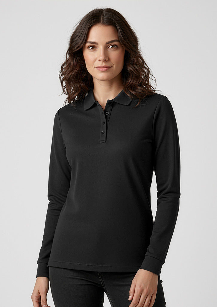 P206LL Womens Action Long Sleeve Polo - Black