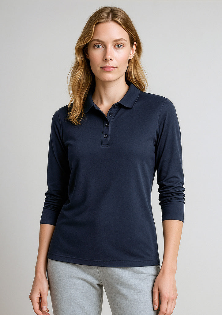 P206LL Womens Action Long Sleeve Polo - Navy