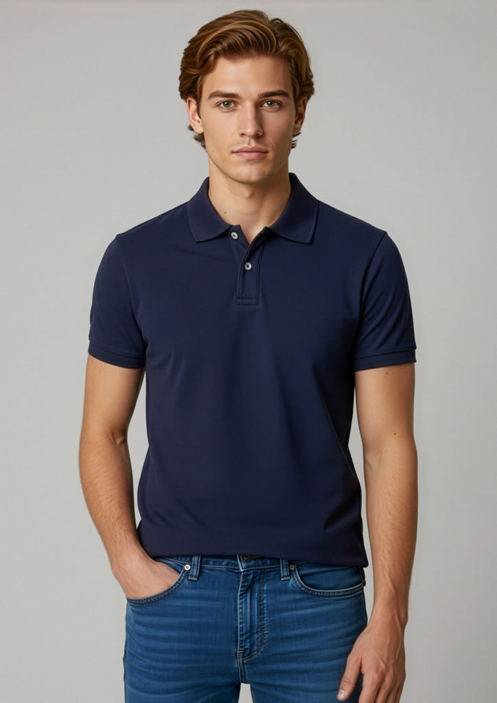 P2100 Mens Neon Short Sleeve Polo - Navy