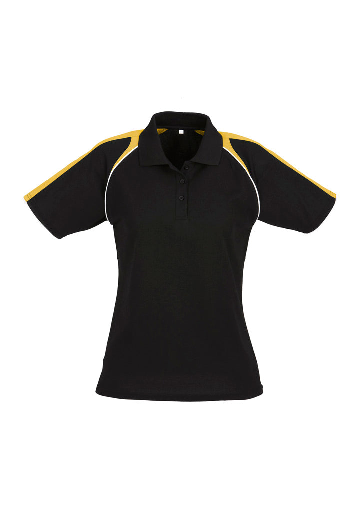 P225LS Womens Triton Short Sleeve Polo - Black/Gold/White