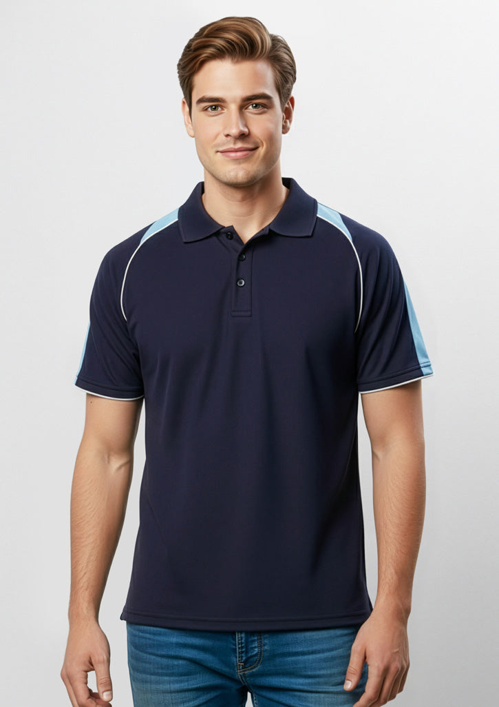 P225MS Mens Triton Short Sleeve Polo - Navy/Spring Blue/White