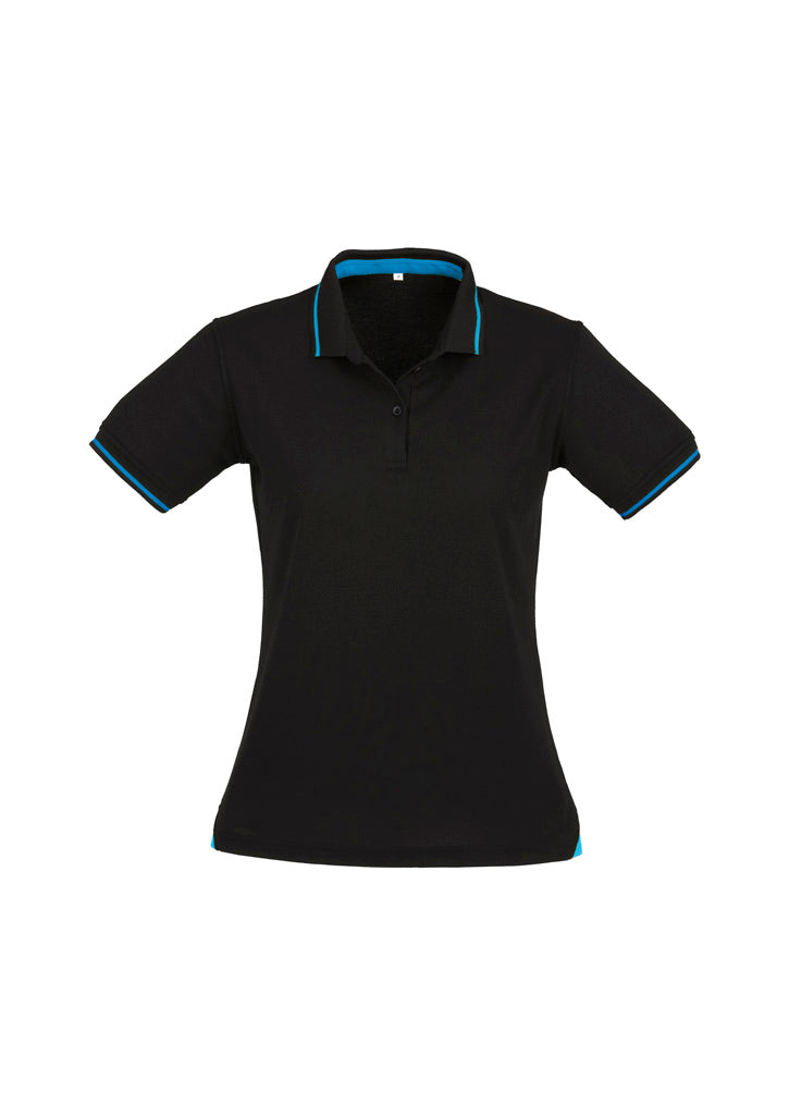 P226LS Womens Jet Short Sleeve Polo - Black/Cyan