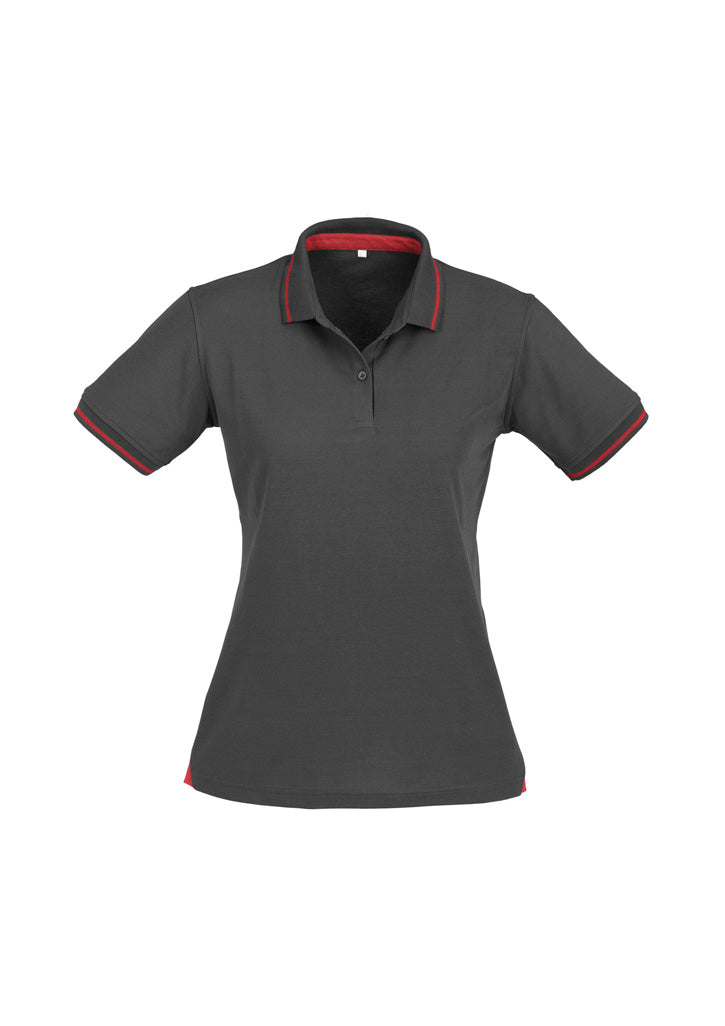 P226LS Womens Jet Short Sleeve Polo - Steel Grey/Red