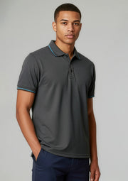 P226MS Mens Jet Short Sleeve Polo - Steel Grey/Cyan