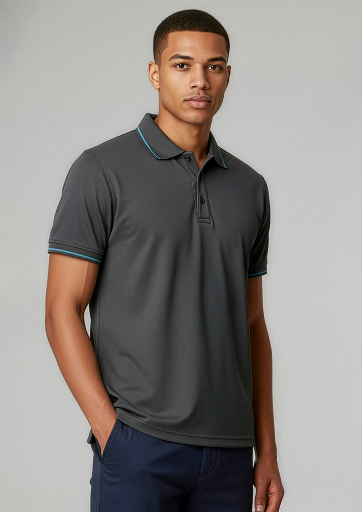 P226MS Mens Jet Short Sleeve Polo - Steel Grey/Cyan