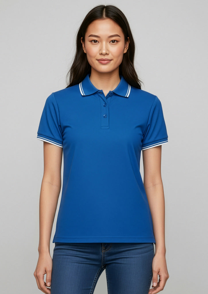 P227LS Womens Cambridge Short Sleeve Polo - Royal/White/White