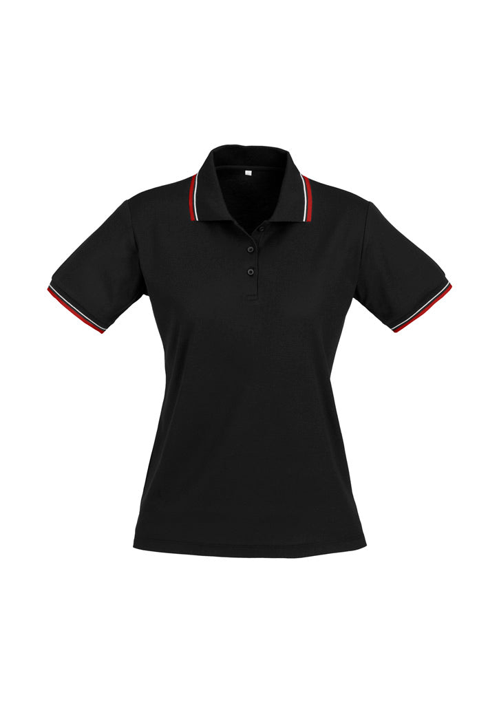 P227LS Womens Cambridge Short Sleeve Polo - Black/Red/White