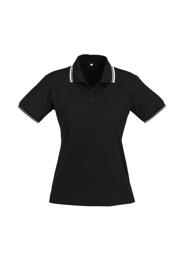 P227LS Womens Cambridge Short Sleeve Polo - Black/White/White