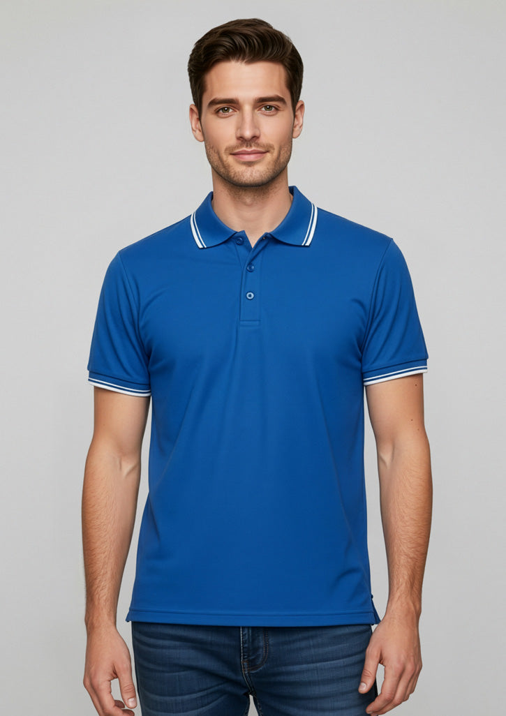 P227MS Mens Cambridge Short Sleeve Polo - Royal/White/White