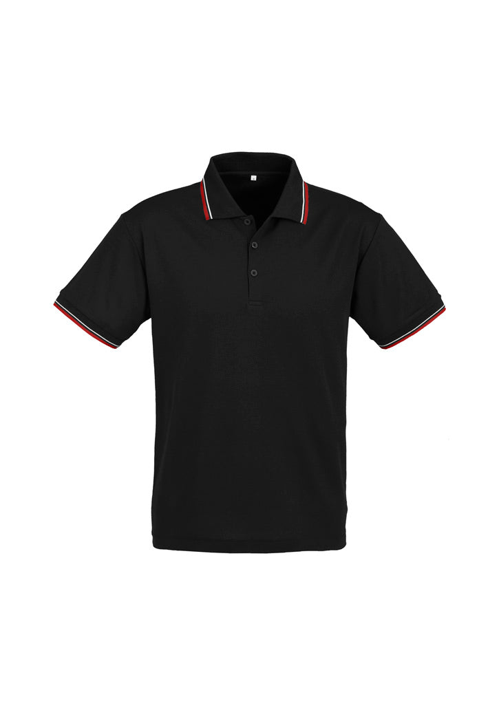 P227MS Mens Cambridge Short Sleeve Polo - Black/Red/White