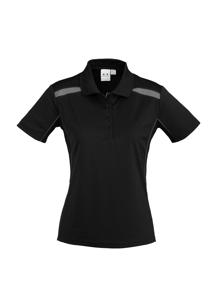 P244LS Womens United Short Sleeve Polo - Black/Ash
