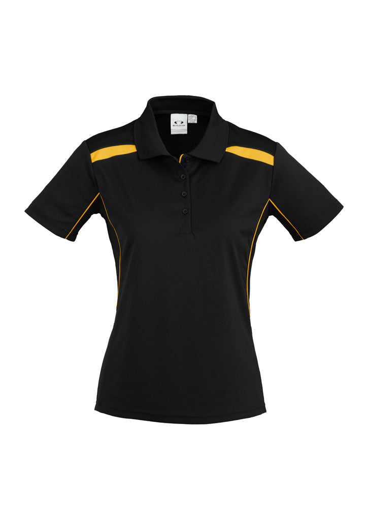 P244LS Womens United Short Sleeve Polo - Black/Gold