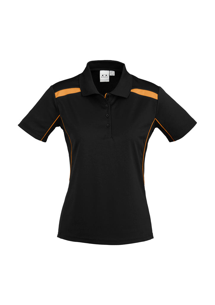 P244LS Womens United Short Sleeve Polo - Black/Orange
