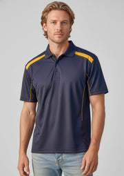 P244MS Mens United Short Sleeve Polo - Navy/Gold