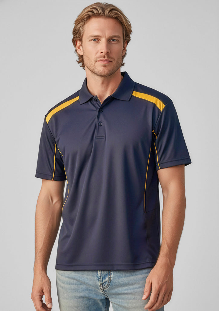 P244MS Mens United Short Sleeve Polo - Navy/Gold
