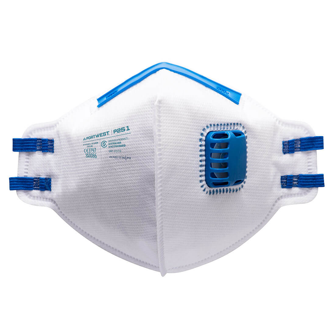 P251 - FFP2 Valved Dust Mist Fold Flat Respirator (Pk20) in White