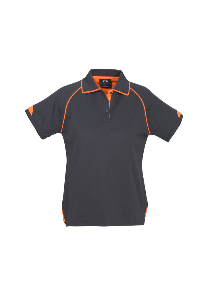 P29022 Womens Fusion Short Sleeve Polo - Grey/Fluoro Orange
