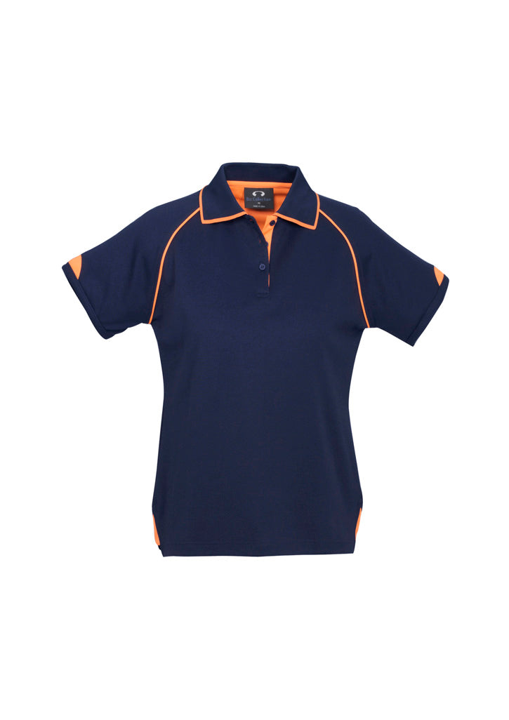 P29022 Womens Fusion Short Sleeve Polo - Navy/Fluoro Orange