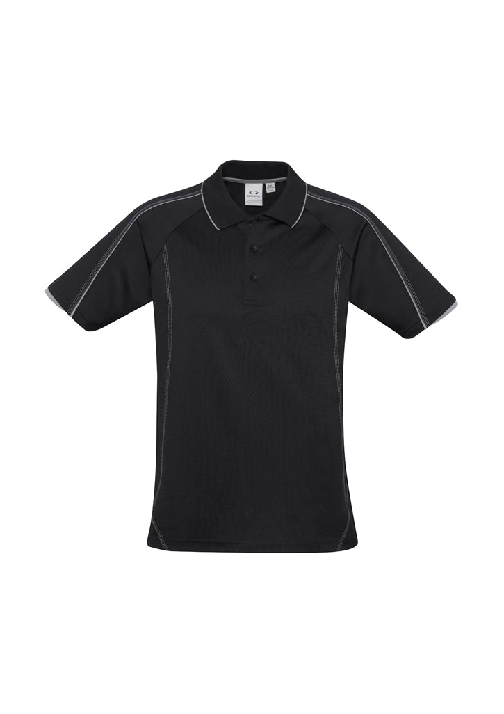 P303MS Mens Blade Short Sleeve Polo - Black/Silver Grey