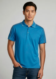 P303MS Mens Blade Short Sleeve Polo - Cyan/Silver Grey