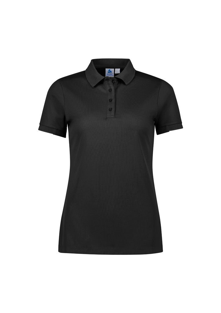 P313LS Womens Focus Short Sleeve Polo - Black/Black