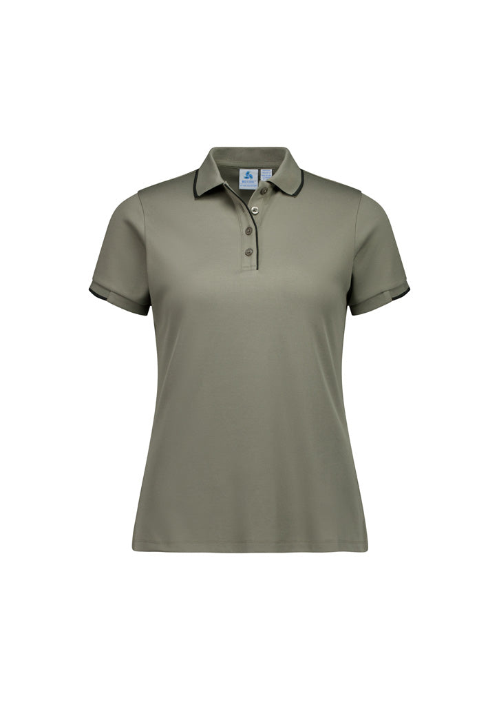 P313LS Womens Focus Short Sleeve Polo - Taupe/Black
